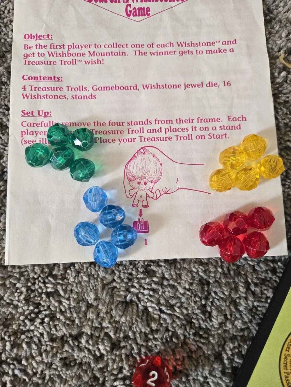 Vintage 1992 Treasure Trolls Search for the Wishstones Board Game 100% Complete